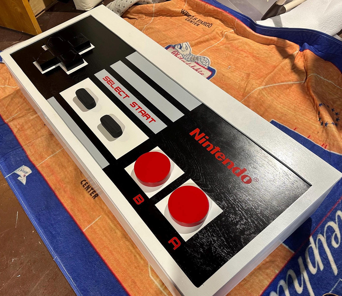 Nintendo NES Controller Coffee Table, wooden chest.