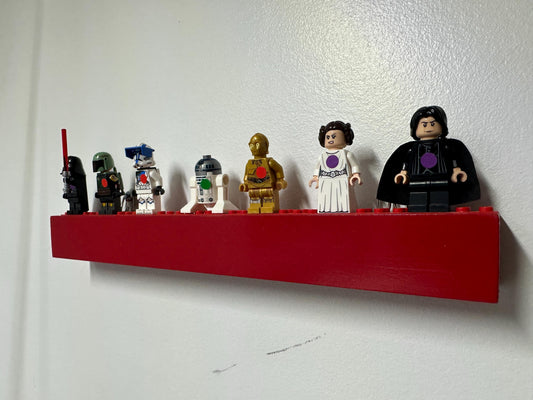 Handmade LEGO Minifigure Display Shelf | Solid Poplar Wood | 15” 30” 45” Sizes | Fun Colors | Kids Room or Collector Display