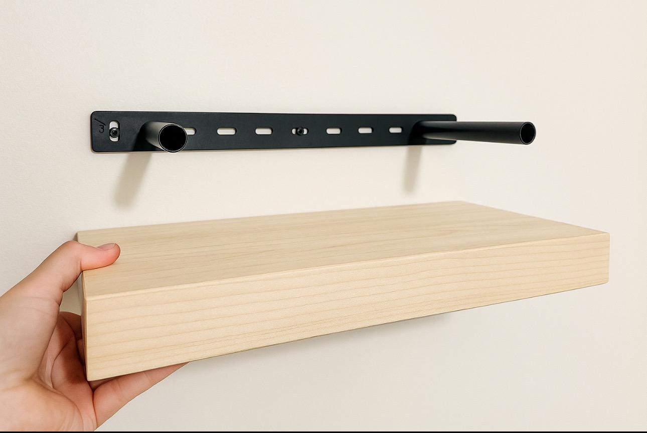 Handcrafted Solid Poplar Floating Shelf | Heavy Duty Hidden Bracket | 17” or 24” Wide | Modern Minimalist Wall Shelf