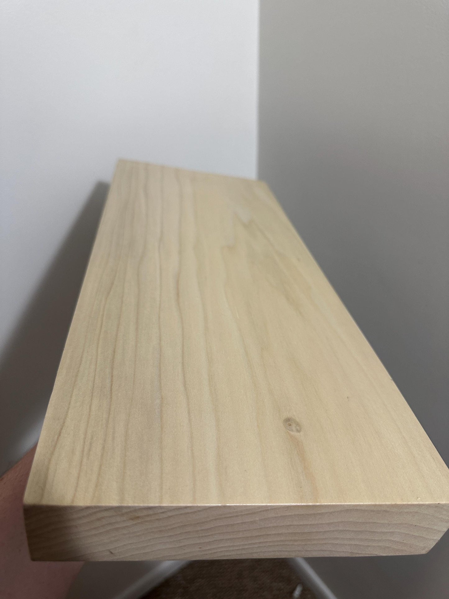 Handcrafted Solid Poplar Floating Shelf | Heavy Duty Hidden Bracket | 17” or 24” Wide | Modern Minimalist Wall Shelf