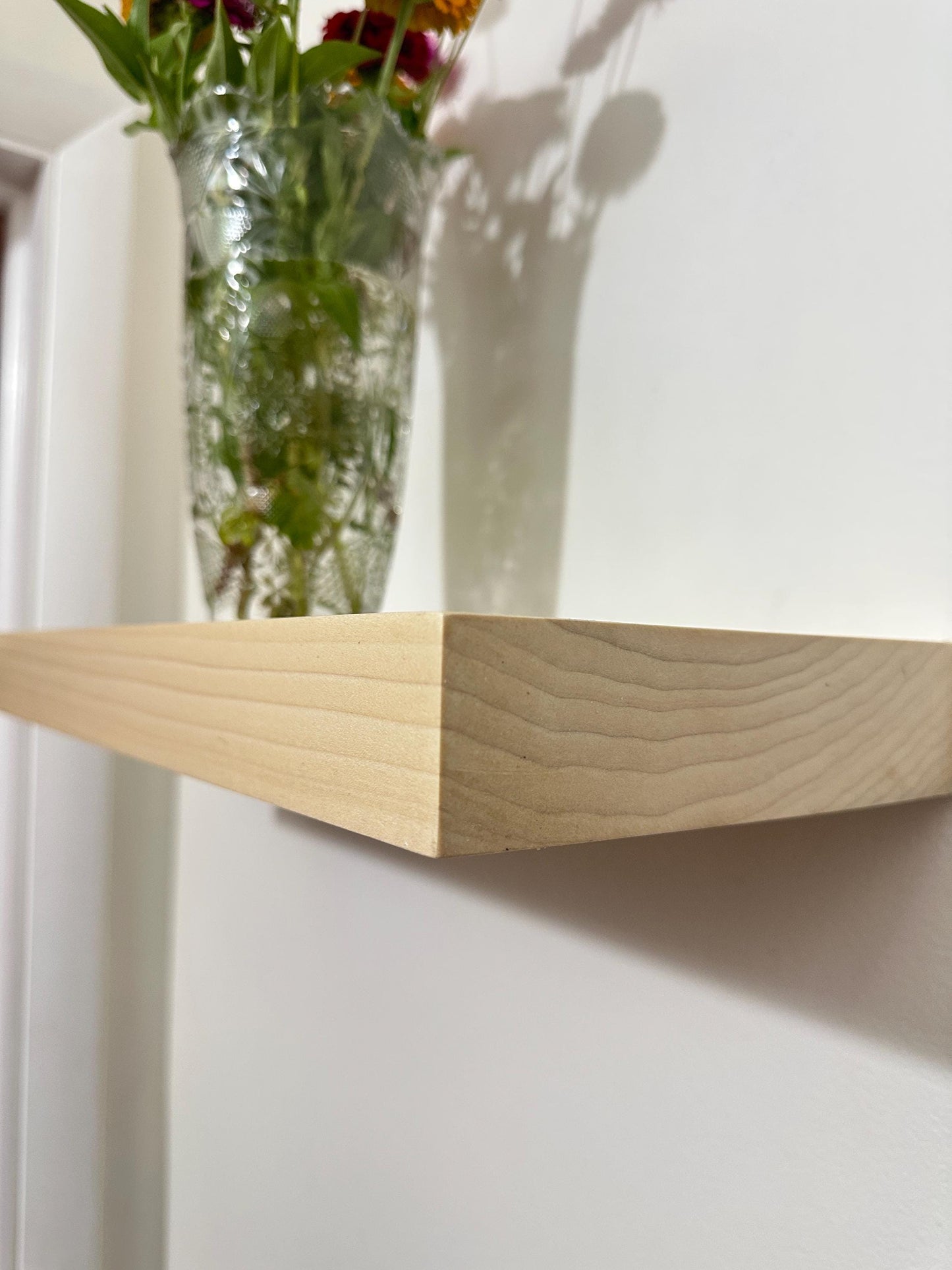 Handcrafted Solid Poplar Floating Shelf | Heavy Duty Hidden Bracket | 17” or 24” Wide | Modern Minimalist Wall Shelf