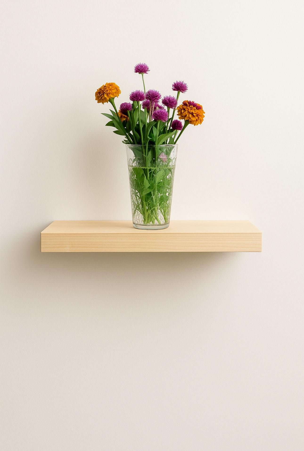 Handcrafted Solid Poplar Floating Shelf | Heavy Duty Hidden Bracket | 17” or 24” Wide | Modern Minimalist Wall Shelf