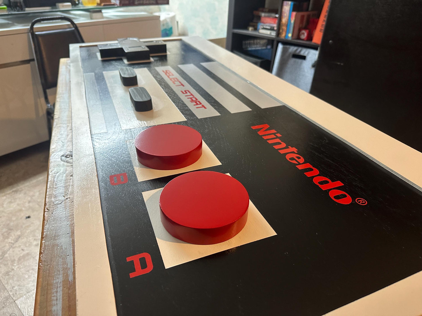 Nintendo NES Controller Coffee Table, wooden chest.