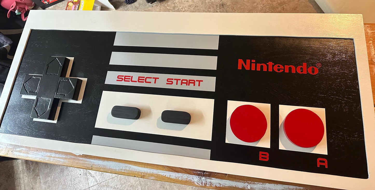 Nintendo NES Controller Coffee Table, wooden chest.
