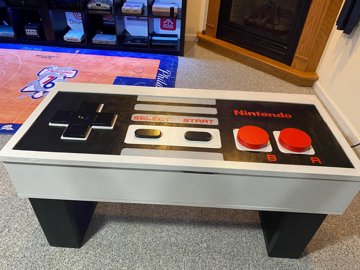 Nintendo NES Controller Coffee Table, wooden chest.