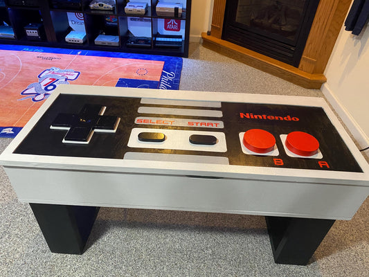 Nintendo NES Controller Coffee Table, wooden chest.