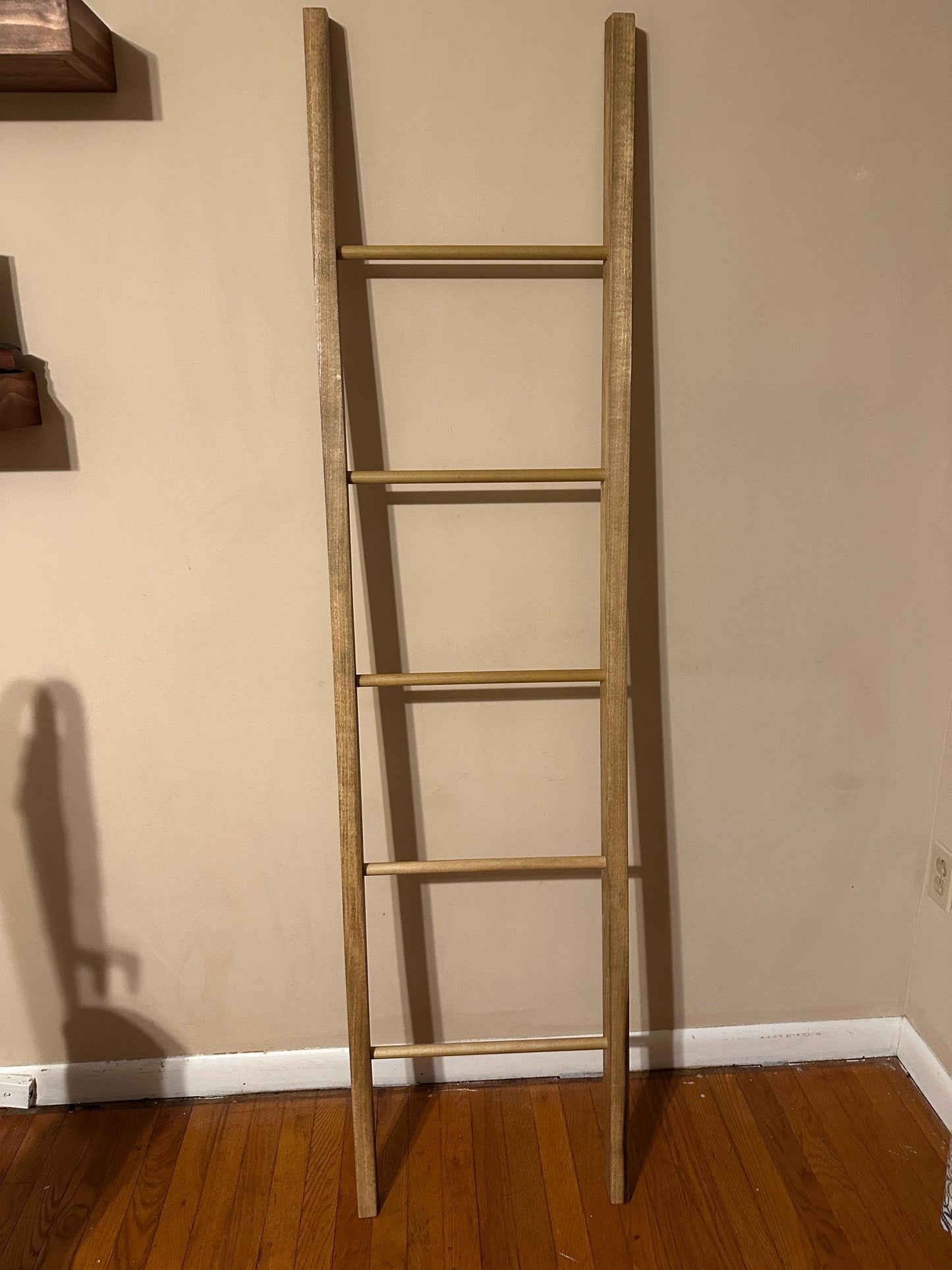 6-Foot Modern Blanket Ladder, Wooden Blanket Rack, Towel Storage Ladder, Decorative Leaning Ladder, Handmade Poplar Wood Ladder, Home Decor